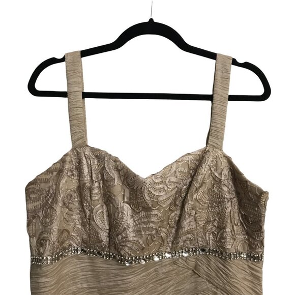 Cachet Metallic Gold Bodycon Maxi Dress Size 16 Prom Old Hollywood Glam Sequins - Picture 3 of 7